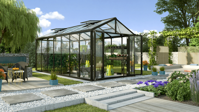 Växthus Poseidon 13800 Svart Glas/Poly 13,8 m² Vitavia